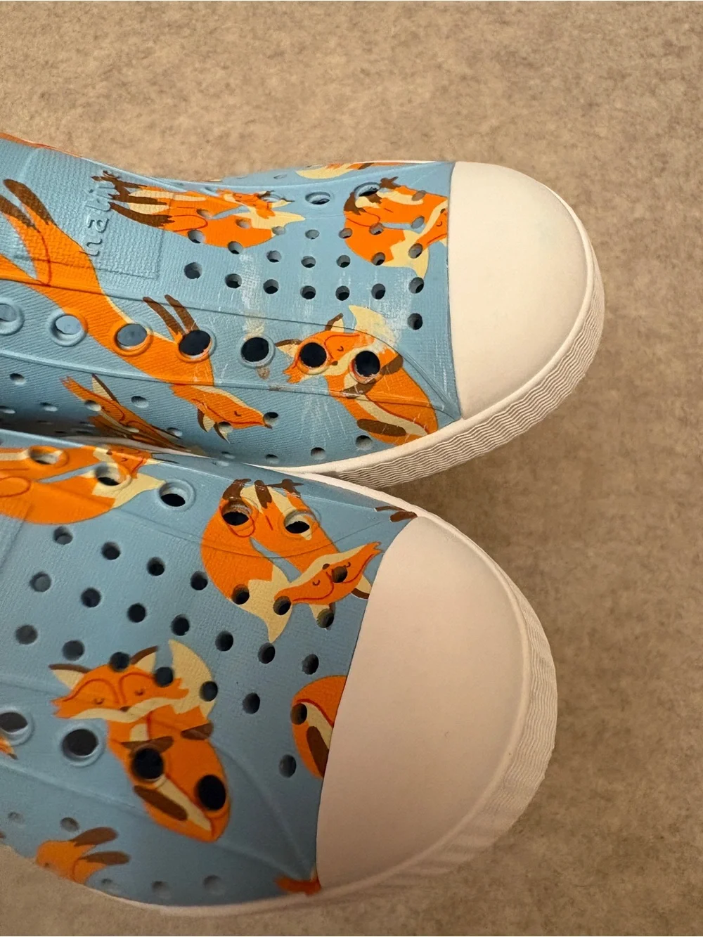 Native Jefferson Blue Orange Fox Slip On Water Comfort Shoes Little Boys Size 12